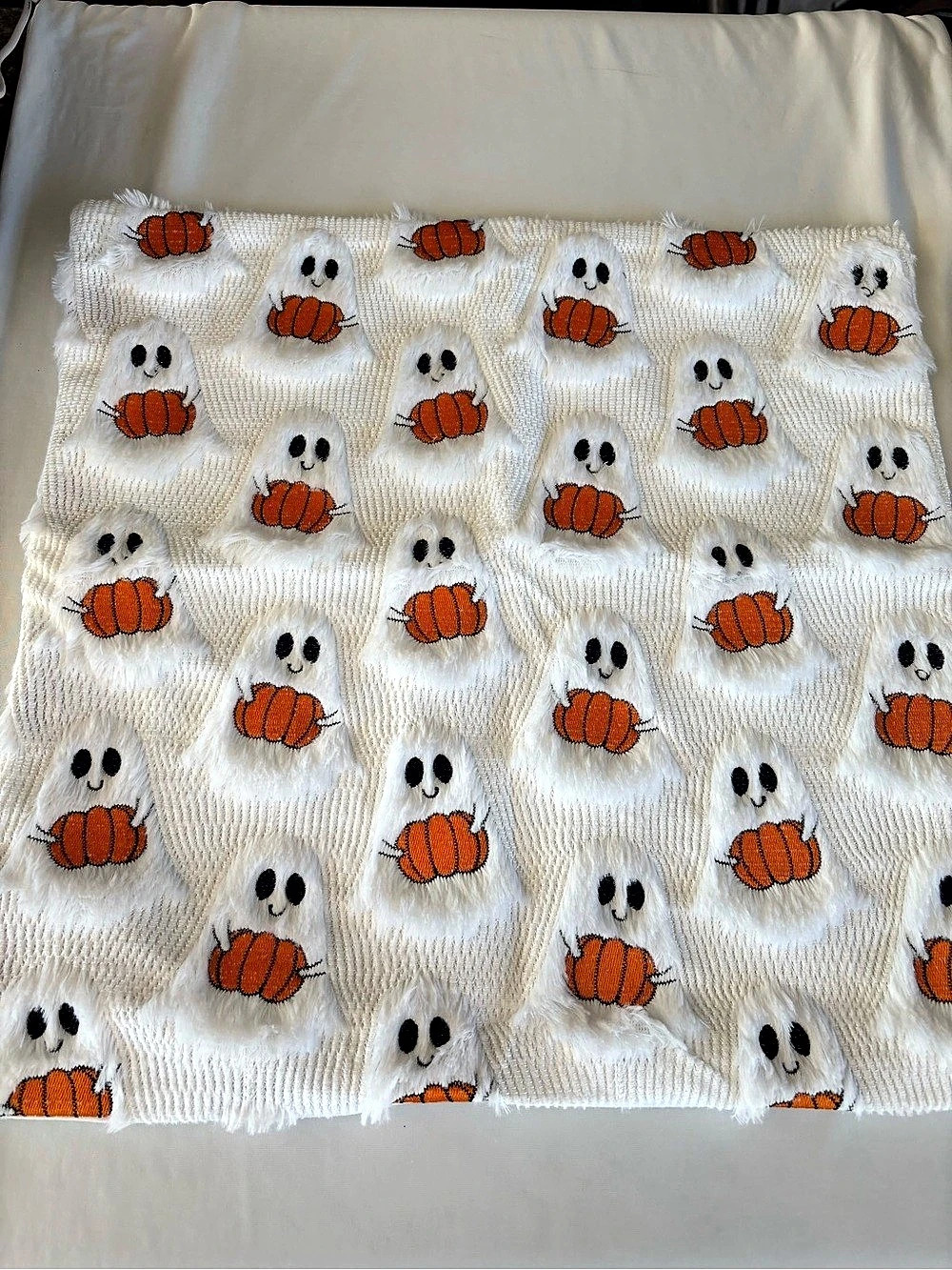 Halloween Ghost Pillow Cover White & Orange